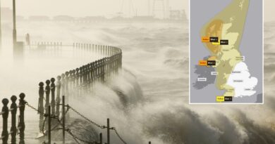 Storm Ashley mapped: Met Office issue major update on amber weather warning – Where and when are ‘danger to life’ alerts in force?