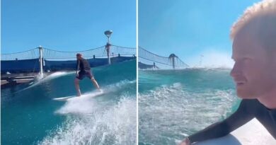 Prince Harry’s surfing skills revealed as Duke of Sussex seen riding waves in California