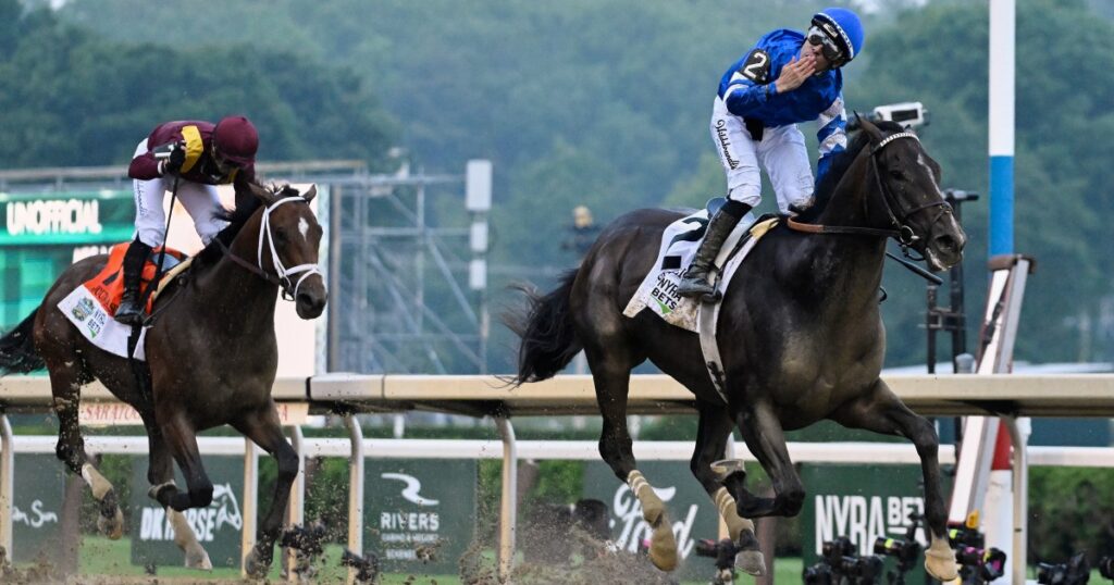 Sovereignty beats Journalism to win the Belmont Stakes at Saratoga