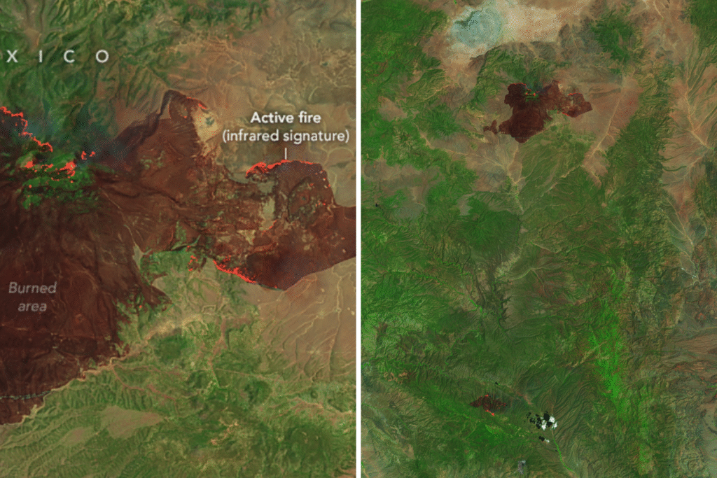 Satellite Images Reveal Scale of Wildfires Scorching New Mexico