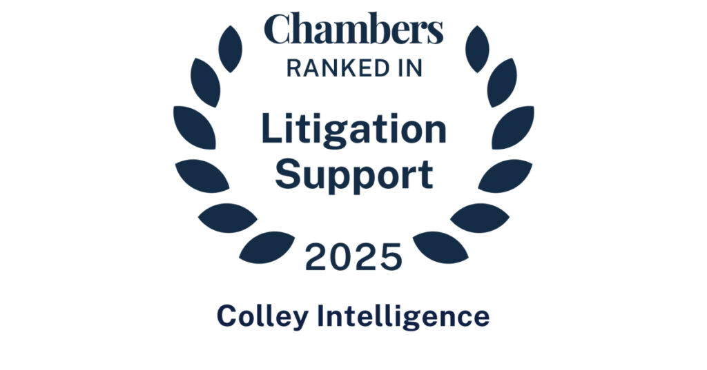 Colley Intelligence Recognized in Chambers Litigation Support Guide 2025