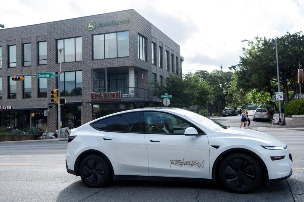 A Tesla robotaxi inexplicably drove into a parked car A Tesla robotaxi inexplicably drove into a parked car