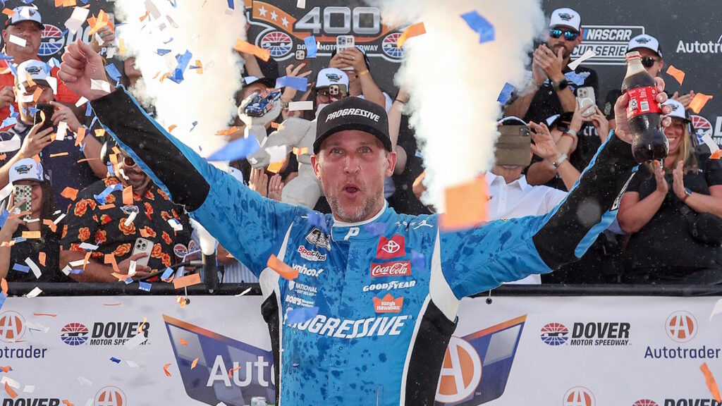 NASCAR at Dover results: Denny Hamlin fends off Joe Gibbs Racing teammates for his fourth win of 2025