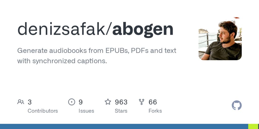 Abogen – Generate audiobooks from EPUBs, PDFs and text