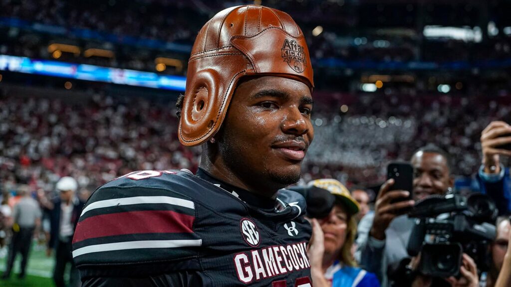 LOOK: LaNorris Sellers gives Frank Beamer game ball after Shane Beamer leads South Carolina past Virginia Tech