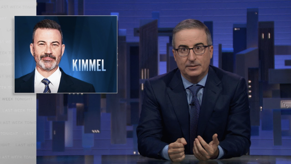 John Oliver reacts to Kimmels suspension with a direct message to Disneys CEO