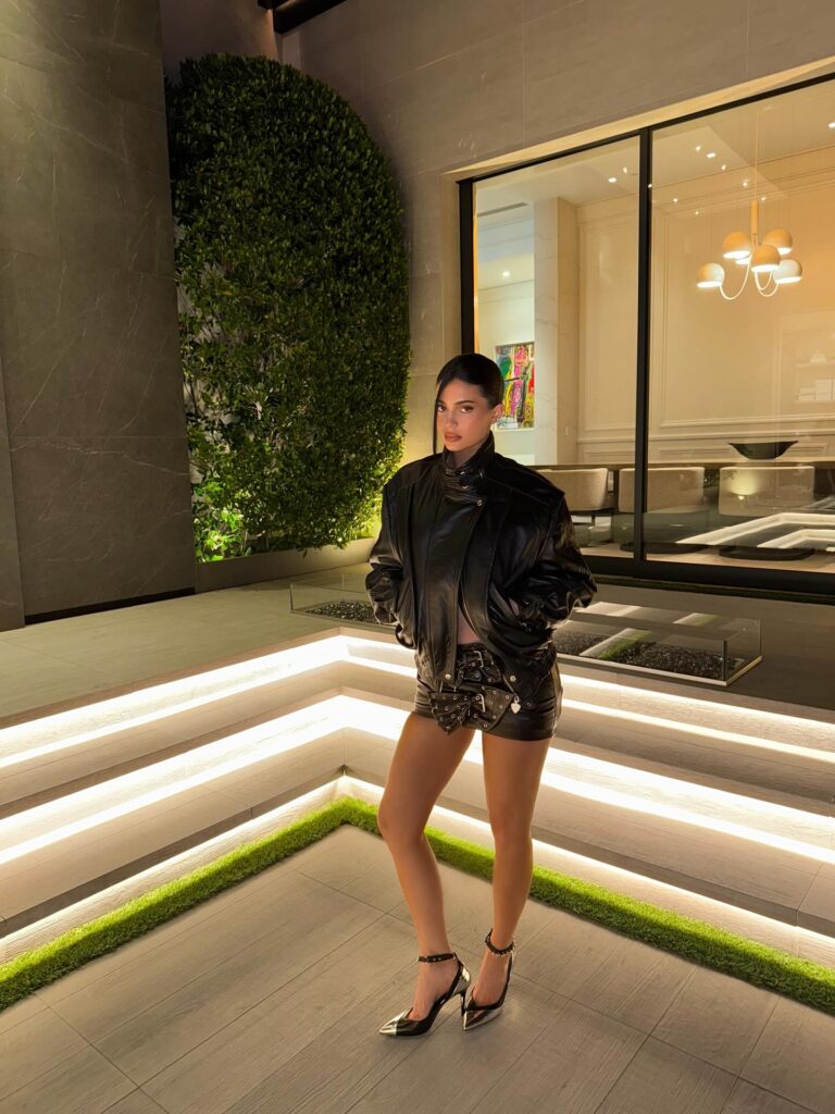 Kylie Jenner takes leather weather to new heights in micro-miniskirt seemingly made of belts