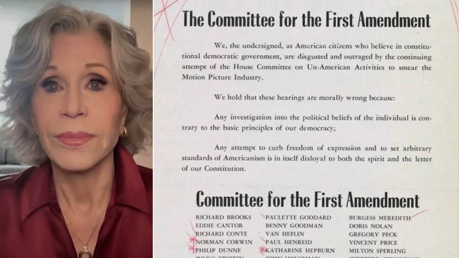 “Move Fast”: From McCarthyism to Authoritarianism, Jane Fonda Relaunches Father’s Free Speech Group