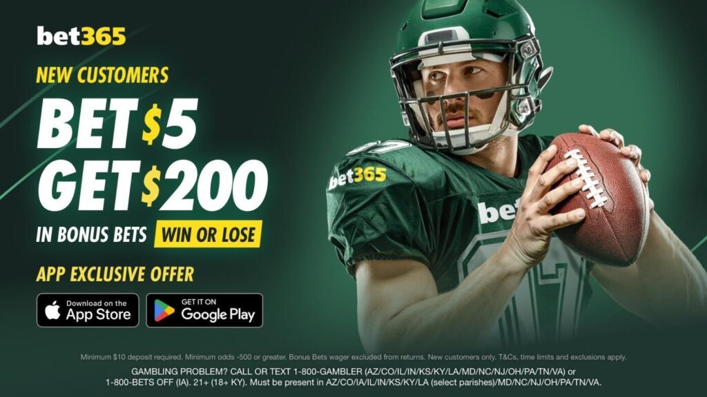 Use bet365 bonus code CBSBET365, get $200 bonus bets by betting Notre Dame-Navy, LSU-Alabama, college football