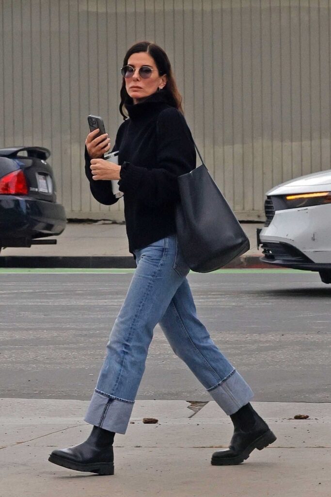 Only Sandra Bullock Could Make Cuffed Jeans Feel Brand-New