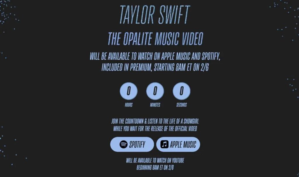 Payback Comes ‘Swift’ for YouTube: Apple Music, Spotify Premium Get First Dibs on Taylor Swift’s ‘Opalite’ Video — Two Days Before YouTube