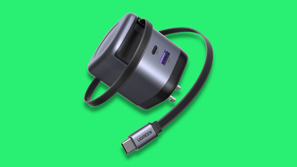 Save 30% on Ugreen’s fast USB-C charger with retractable cable