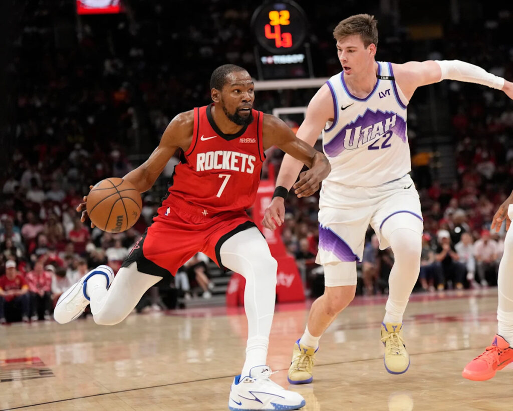 Rockets win their 5th straight, beating the Jazz 140-106 behind 25 points from Kevin Durant