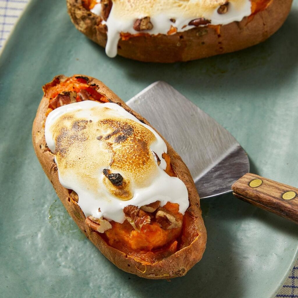 Marshmallow Creme Baked Sweet Potatoes