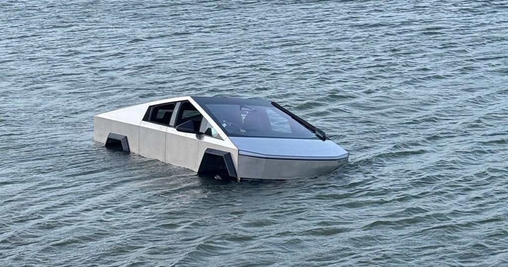 Cybertruck tries new ‘Wade mode’ in lake –