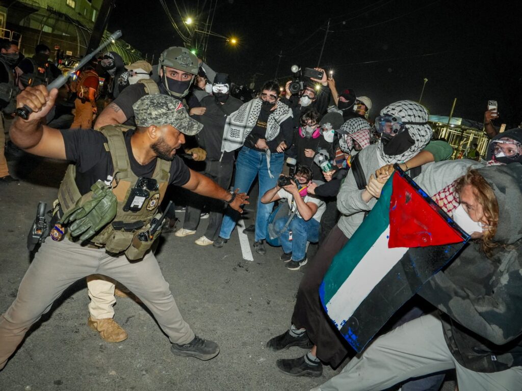 Tense protests erupt outside Delaney Hall immigrant detention centre in US