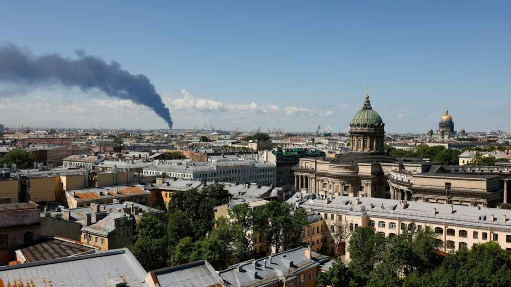 Ukraine strikes St Petersburg as Putin’s forum gets under way