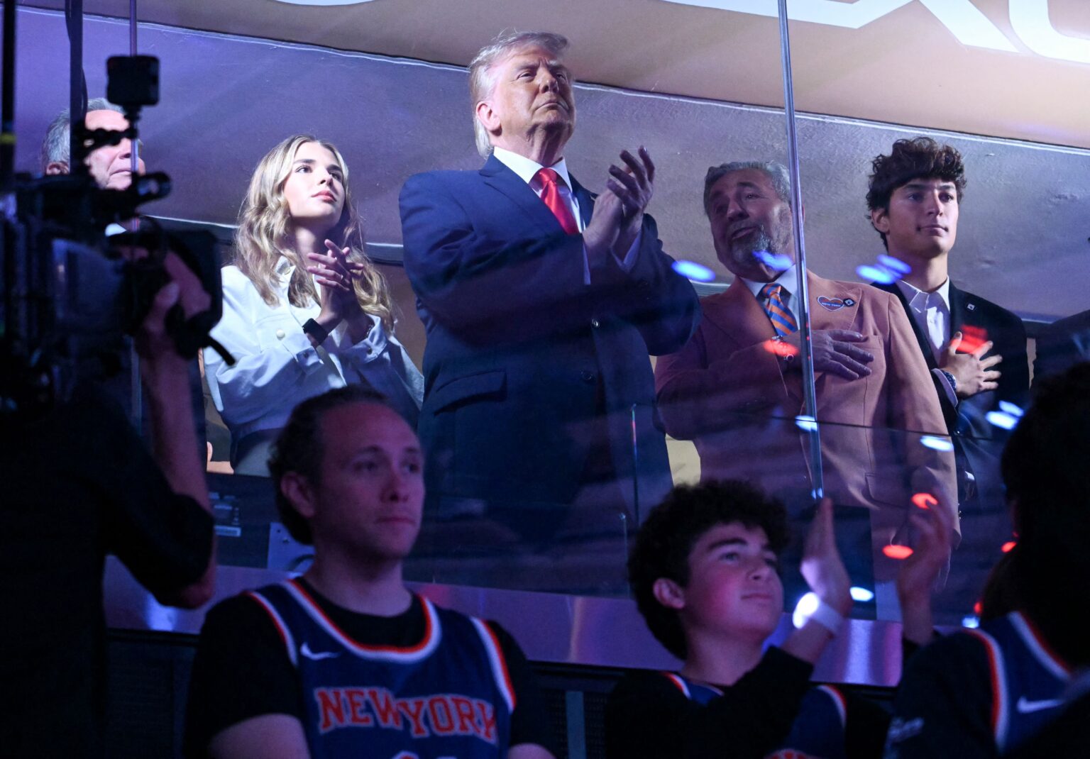 Donald Trump Watched the Knicks Game 3 From Inside a Bulletproof Glass Box Donald Trump Watched the Knicks Game 3 From Inside a Bulletproof Glass Box
