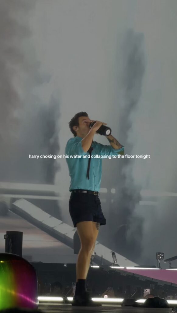 Harry Styles chokes on water, collapses on stage while performing during heatwave