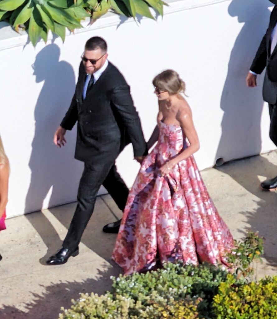 Taylor Swift is pretty in pink at JuJu Smith-Schuster’s wedding one week after marrying Travis Kelce