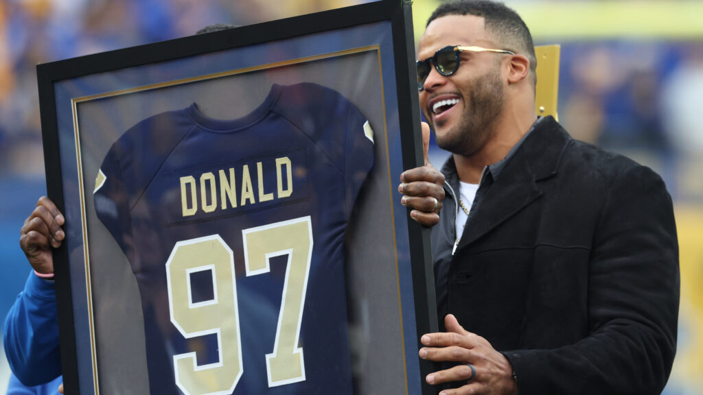 Rams GM Les Snead, Myles Garrett open up about potential Aaron Donald return Rams GM Les Snead, Myles Garrett open up about potential Aaron Donald return