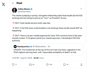Publisher’s Platform: There Is No Premarket Approval for Food, Says the Senior Food Adviser at HHS. Ten Days Earlier His Own Secretary Called the Exception to It a Loophole That Industry Hijacked.