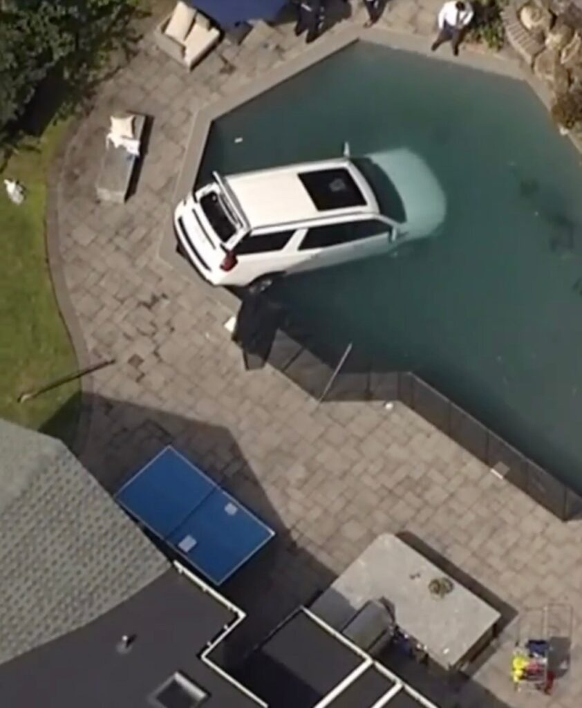 Woman dies after plunging her SUV into Long Island swimming pool