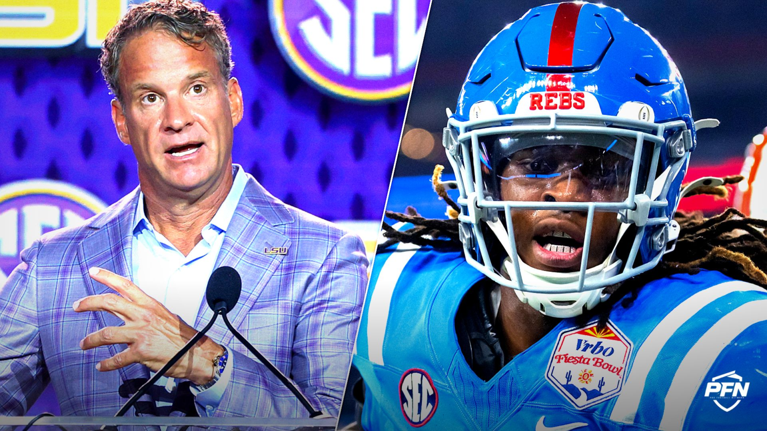 ‘Really Poor Justification Coach,’ ‘No Shame’ — CFB Fans Rip Lane Kiffin As LSU HC Defends Welcoming Dae’Quan Wright ‘Really Poor Justification Coach,’ ‘No Shame’ — CFB Fans Rip Lane Kiffin As LSU HC Defends Welcoming Dae’Quan Wright