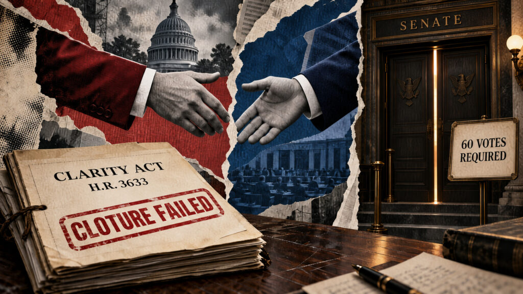 Trump ethics fight sinks CLARITY Act in dramatic Senate defeat Trump ethics fight sinks CLARITY Act in dramatic Senate defeat