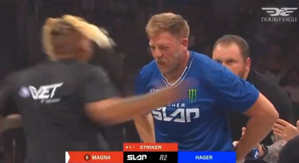 Watch blood pour from ex-WWE star Jake Hager’s eye as he suffers grim injury in Power Slap loss