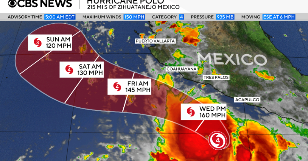 Hurricane Polo is a powerful Category 4 storm off Mexico. See its path. Hurricane Polo is a powerful Category 4 storm off Mexico. See its path.