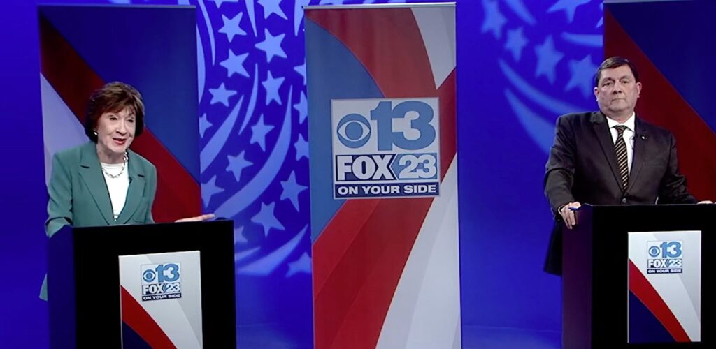 Troy Jackson trashes voter ID requirement, relies on big fat binder of notes in first Maine Senate debate with Susan Collins Troy Jackson trashes voter ID requirement, relies on big fat binder of notes in first Maine Senate debate with Susan Collins