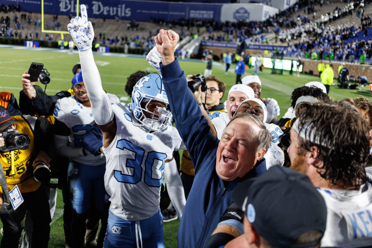 Bill Belichick beats Duke for first time to match 2025 win total in six games Bill Belichick beats Duke for first time to match 2025 win total in six games
