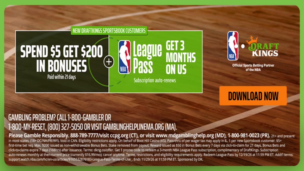 Use DraftKings promo code to get $200 in bonus bets, free NBA League Pass for NFL betting, Chiefs-Chargers